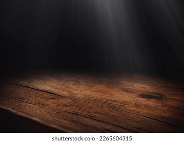 empty wooden table with smoke float up on dark background Empty Space for display your products - Shutterstock ID 2265604315