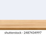empty wooden table top in foreground isolated on background with clipping path. used for template mock up for display or montage products. showing your objects or mounting. wooden counter.