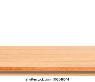 Empty wooden table top isolated on white background for display montage your products - Shutterstock ID 508548844