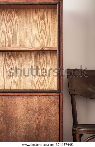 Empty Wooden Wardrobe Chair Rings Tree Stock Photo Edit Now