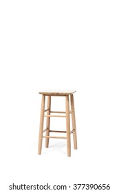 The Empty(blank, Vacant, Hollow) Square Wood Stool For Kids With No People Isolated White At The Studio.