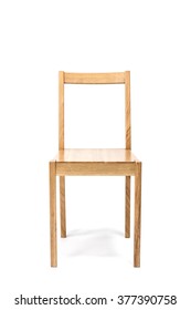 The Empty(blank, Vacant, Hollow) Square Wood Chair For Dining, Office, Living With No People Isolated White At The Studio.