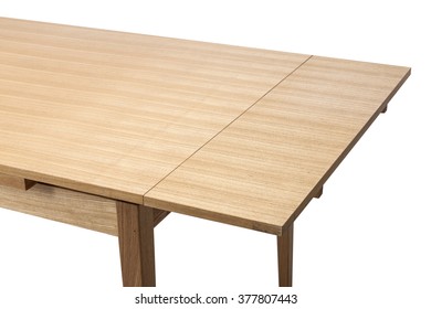 The Empty(blank, Vacant, Hollow) Wood(birch, Ply) Table(desk) With No Food, No People Isolated White At The Studio.