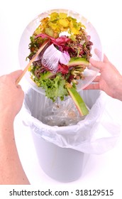 Emptying Food Scraps Into A Bin