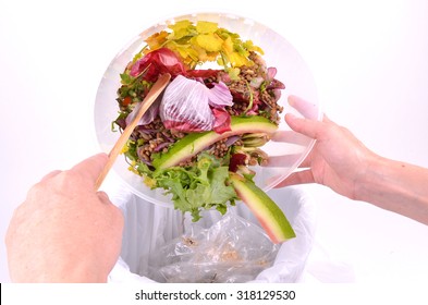 Emptying Food Scraps Into A Bin