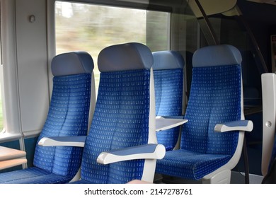 Emtpy interior of a train for long and short distances located in Europe.