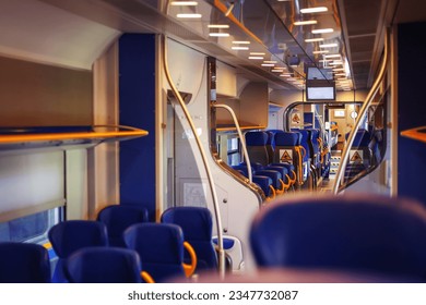 Emtpy interior of the train for long and short distance in Europe