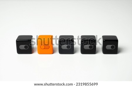 The enabled switch button among disabled ones. Permission settings. Options management. Turn on only one switch, turn off the rest. First completed task.