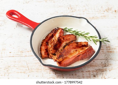 Enamel Frying Pan And Thick Bacon