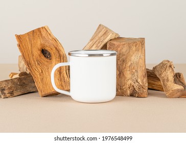 Enamel Mug Mockup, White And Clean, Camping Mug