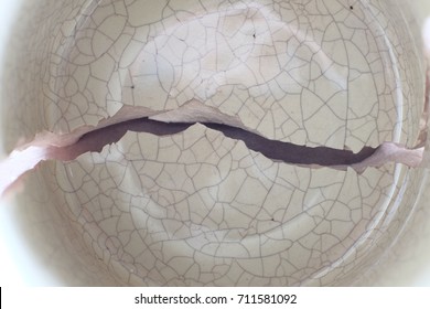 Enameled Broken Mug, Cracks In Ceramics