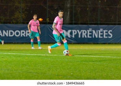 ENCAMP, ANDORRA : 2020 NOVEMBER 7 : Matheus Pereira IN ACTION IN THE MATCH OF SEGUNDA DIVISION B GRUPO 3 FC ANDORRA 1 - 1  FC BARCELONA B