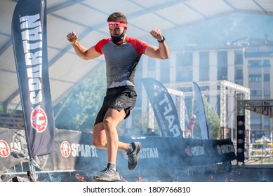 Encamp, Andorra : 2020 Sept 05 : Competitors Participate In The 2020 Spartan Race Obstacle Racing Challenge In Andorra, On September 05, 2020.