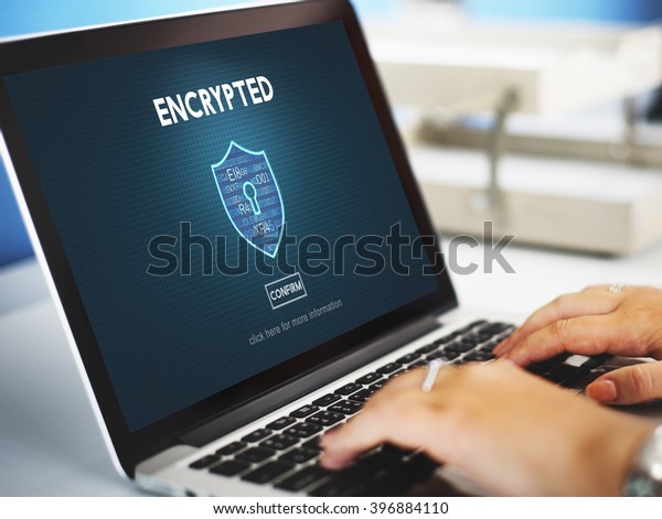 Encrypted\
Data Privacy Online Security Protection\
Concept