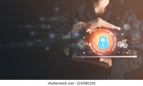 Encryption To Protect Online Credentials, Protect Sensitive Personal Information, Secure Access To Financial Information, Setting System, Idea Protection Concept, Icon