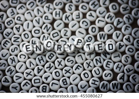 Encryption. Random alphabets with letters of 