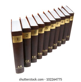 Encyclopedia set - 10 heavy book tomes isolated