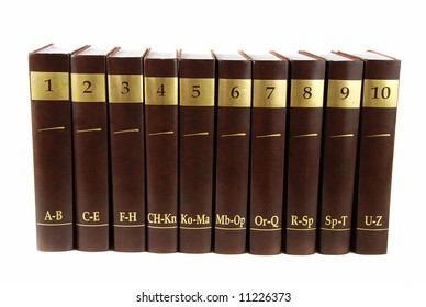 Encyclopedia Set - 10 Heavy Book Tomes Isolated