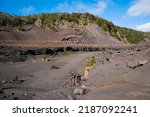end of kilauea iki trail and byron ledge on horizon at hawaii volcanoes national park 