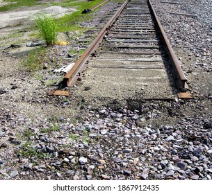 End Of The Line, Railroad Tracks End, Gravel, Dirt, Broken Glass.