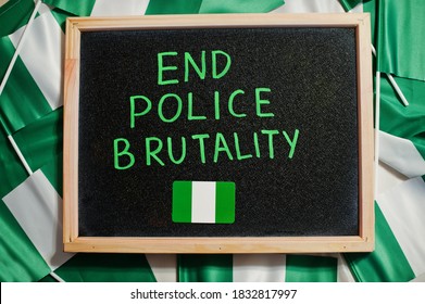 End Police Brutality. Inscription Of Nigerian Protest Slogan.