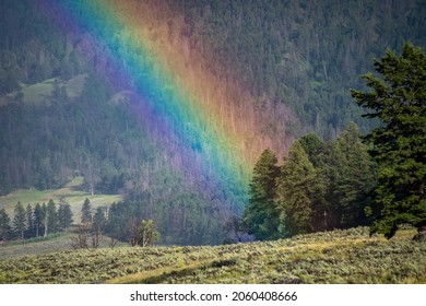 End Of A Rainbow In Yellowstone National Park