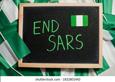 End SARS. Inscription Of Nigerian Protest Slogan.