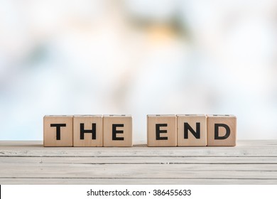 The End Sign With Wooden Blocks On A Table