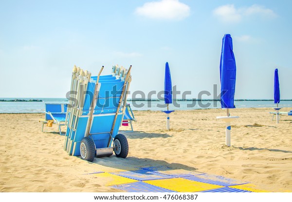 End Summer Set Beach Deckchair Closed Stock Photo Edit Now 476068387