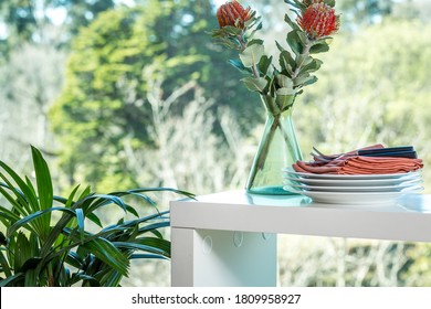 End Table With Plants And Flowers