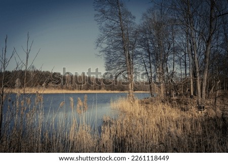 The end of winter, a small dam reservoir, a fishing ground in Poland.