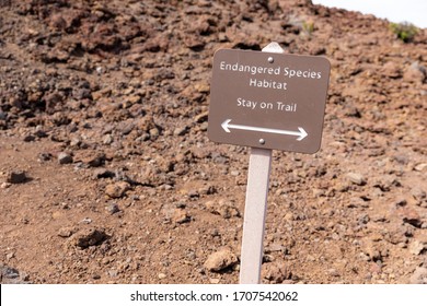 Endangered Species Sign At Haleakala Park