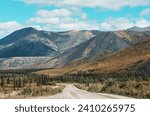 Endless Dempster Highway near the arctic circle, remote gravel road leading from Dawson City to Inuvik, Canada