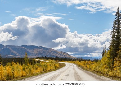 Endless Dempster Highway near the arctic circle, remote gravel road leading from Dawson City to Inuvik, Canada - Shutterstock ID 2260899945