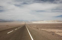 Endless Panamerican Highway In The Middle Of The Desert