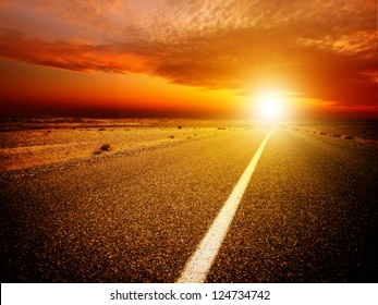 Endless Road During Sunset