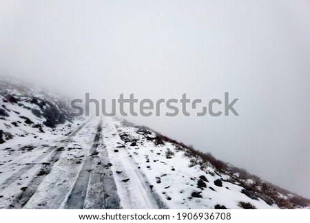 Endless road inside the clouds in lefka ori