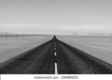 Endless road in Namibia (B&W)