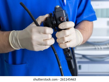 the endoscope in the hands