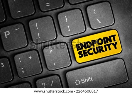 Endpoint Security text button on keyboard, concept background