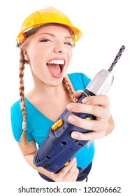 Energetic Woman With Drill