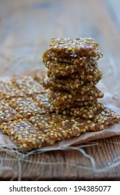 Energy Bar Of Green Buckwheat, Seeds And Dried Fruit