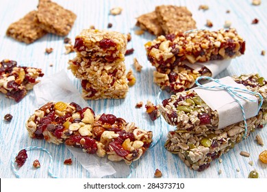Energy bars - snack for healthy still life - Shutterstock ID 284373710
