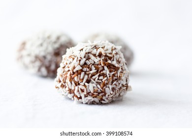 Energy Bites On A White Background 