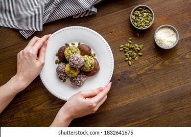 Energy Protein Balls With Ingredients, Top View