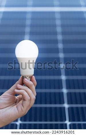 Energy saving concept with a light bulb and solar panels
