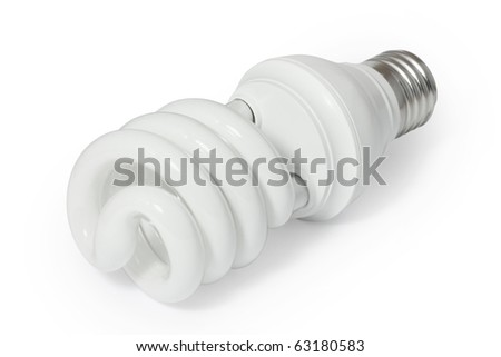 Energy saving fluorescent light bulb (CFL). Isolated on white background with clipping path.