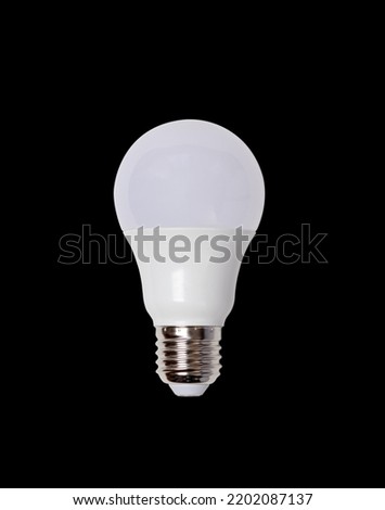 energy saving led bulb E27 closeup isolated on black background