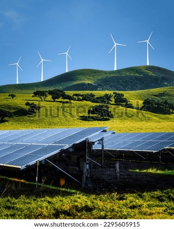 energy transition to green energy wind turbines and solar power.