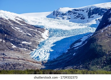 Engabreen, Svartisen Glacier In Norway.